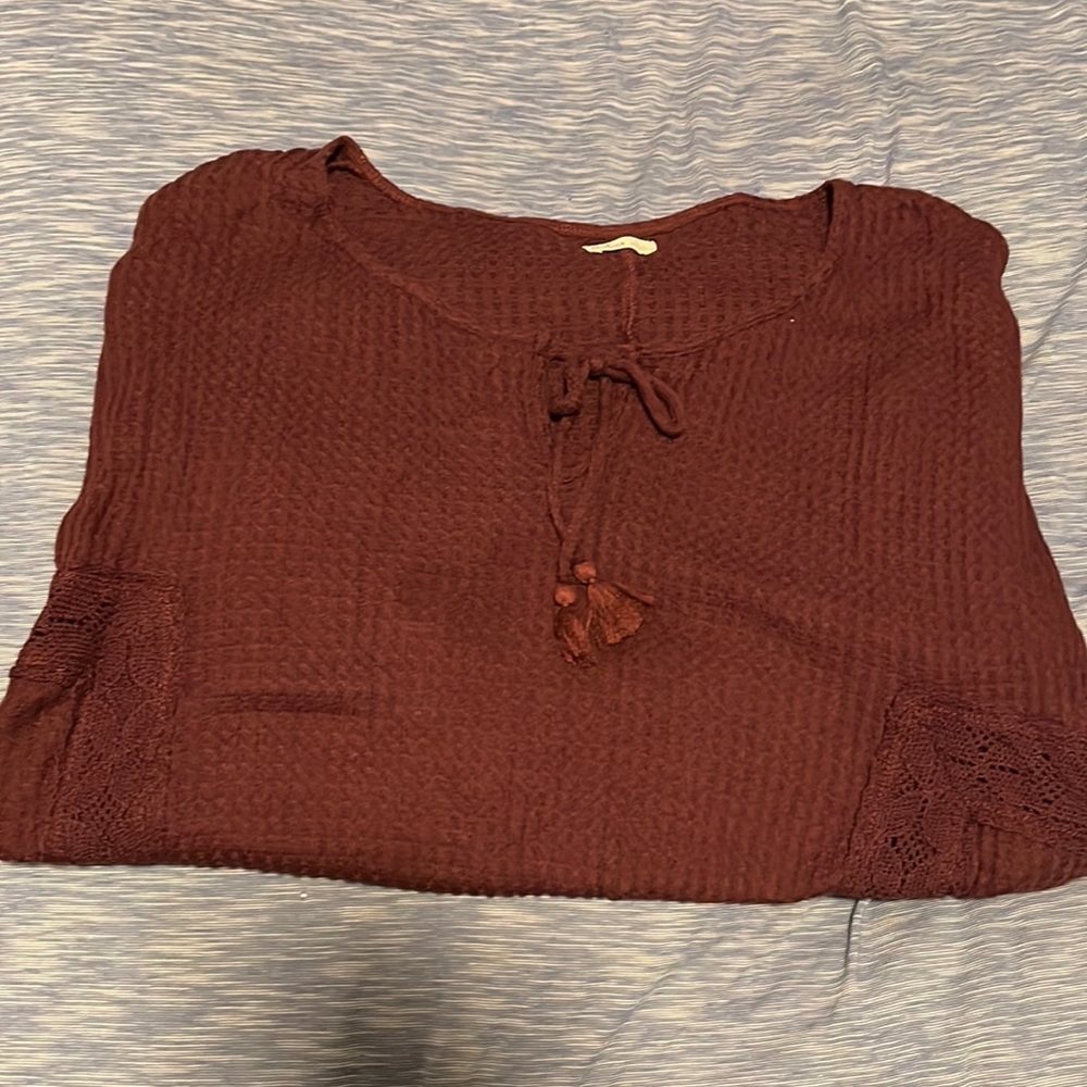 burgundy wide sleeve top from Hollister